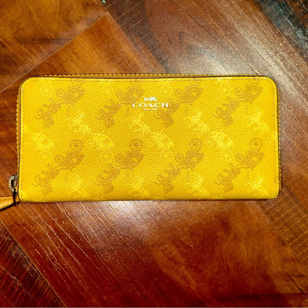 Coach Yellow Zip-Around Continental Wallet